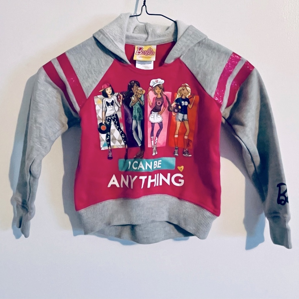 EUC Girls Barbie Zip Up Hoodie ~ Size 4/5